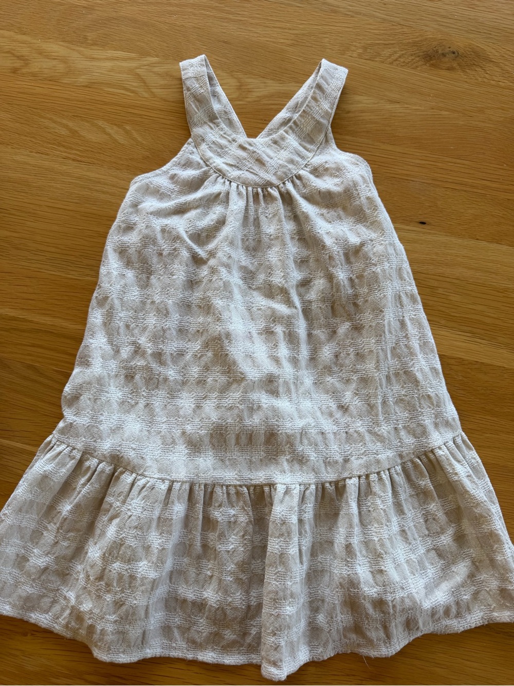 Zara Cream Textured Girls' Sundress